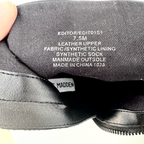 Steve Madden Editor black leather mid-calf bootie with almond toe size 7.5 - Picture 9 of 9